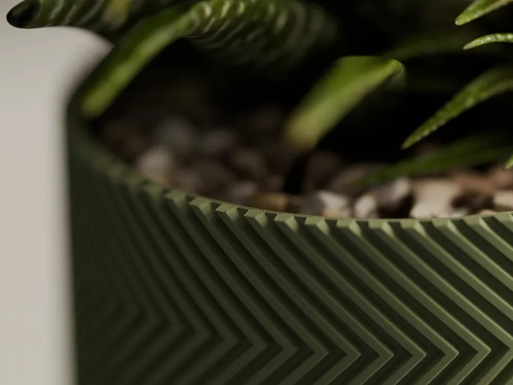 Chậu Cây Hiện Đại Gân Zigzag – Nhiều Kích Thước