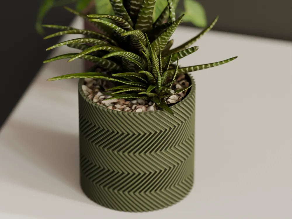 Chậu Cây Hiện Đại Gân Zigzag – Nhiều Kích Thước