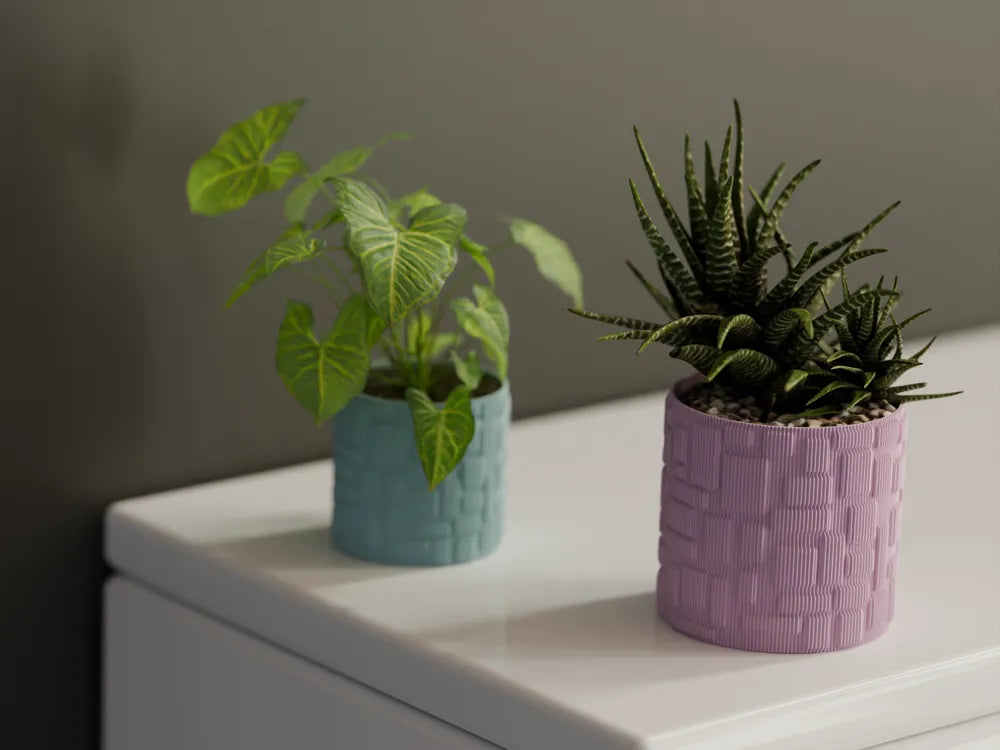 Chậu Cây 3D Hiện Đại Gân Hình Học