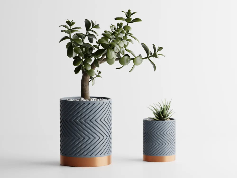 Chậu Cây Gân Zigzag Hai Màu
