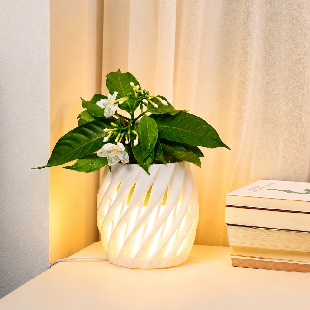 Chậu Cây Decor 3D Tích Hợp Đèn Vàng Ấm