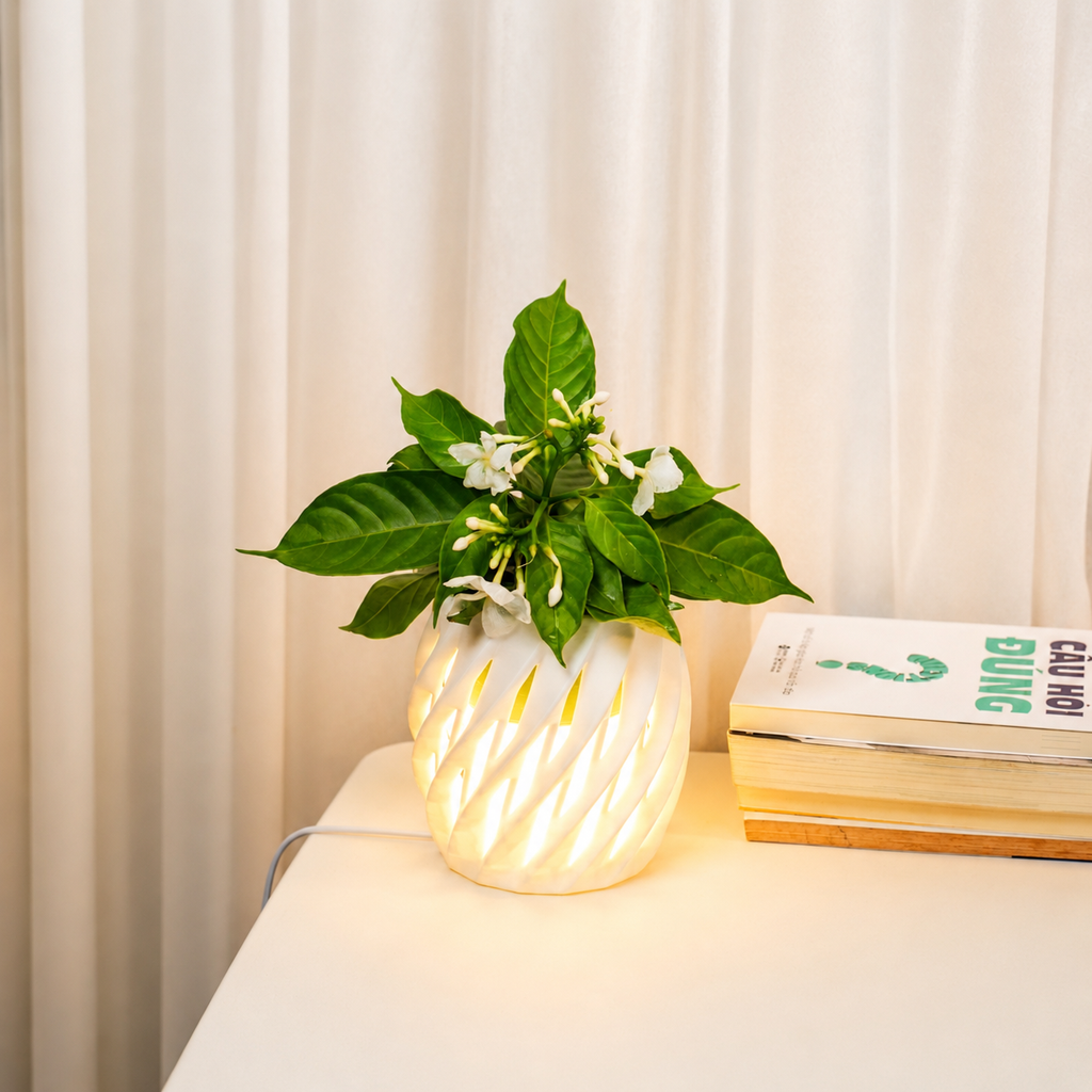 Chậu Cây Decor 3D Tích Hợp Đèn Vàng Ấm