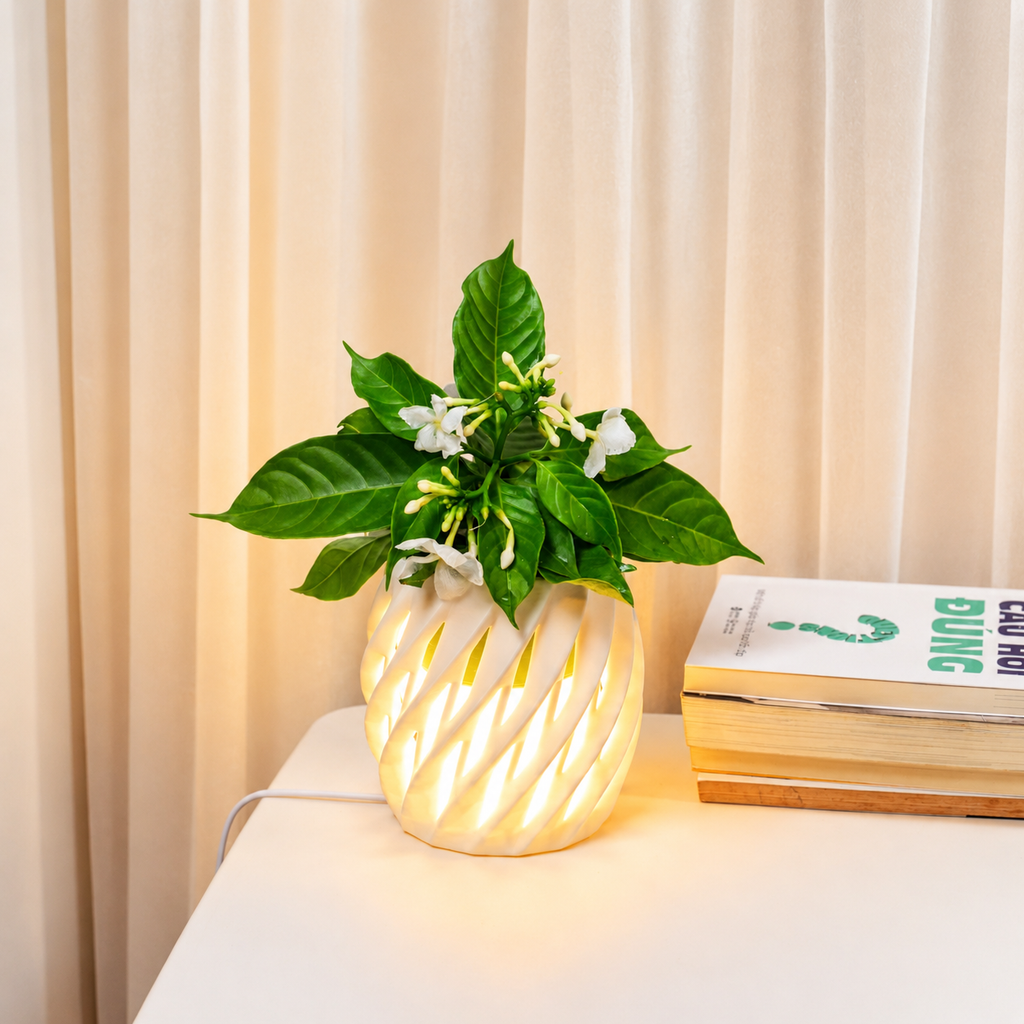 Chậu Cây Decor 3D Tích Hợp Đèn Vàng Ấm